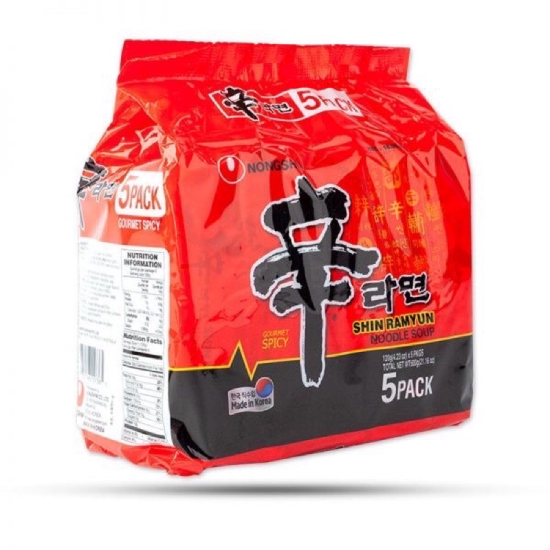 Date 7/22 - Lốc 5 gói mì cay Shin Ramyun Nongshim Hàn Quốc gói 120gr