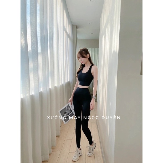 Quần legging nữ dài nâng mông cạp cao vải Umi đen co giãn gen bụng - Quần tregging nữ có túi mặc đi học gym làm công sở