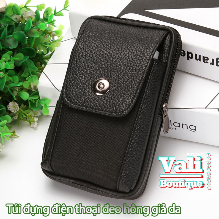 Túi đựng điện thoại da PU đeo ngang hông kiểu ngang, kiểu dọc T8 gài nút giữa - Túi đeo thắt lưng giả da PU - đen, nâu. | BigBuy360 - bigbuy360.vn