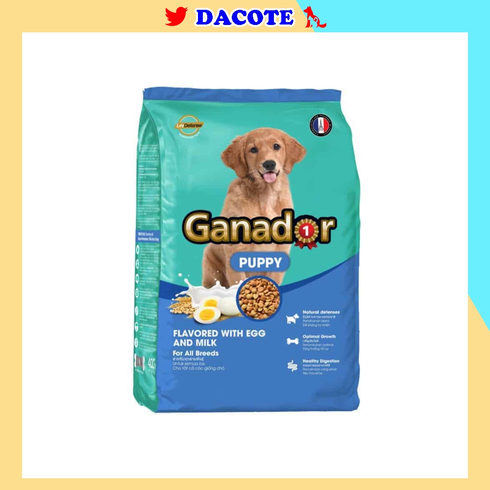 Thức ăn hạt khô cho chó con Ganador vị trứng sữa gói 400gram phân phối chính hãng DAOCTE