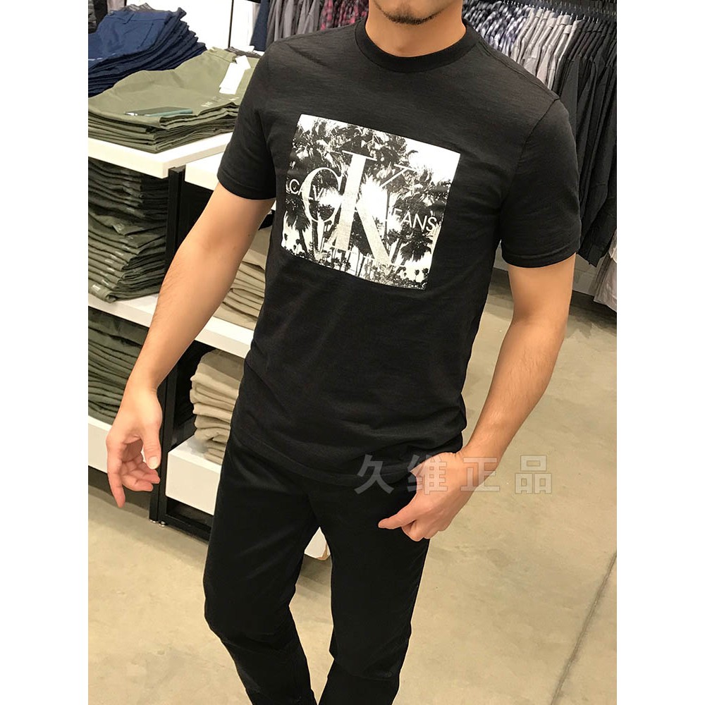 Men's Casual Fashion Logo Calvin Klein Printed Round Neck Cotton Short Sleeve T-shirt