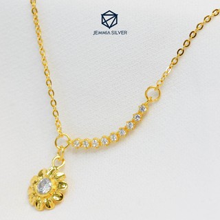 Dây chuyền bạc Jemmia Hoa cúc lệch - JM1066