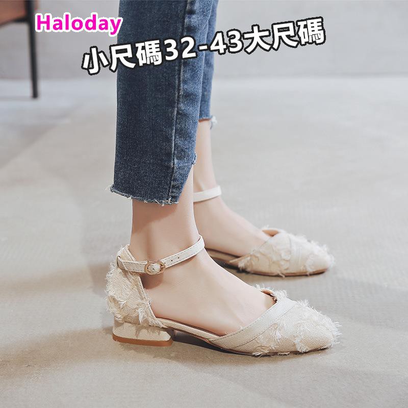 Giày Size lớn 32-43 thời trang trẻ trung👠Giày sandal gót dày phong cách Retro thời trang nữ sành điệu 2021