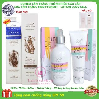 [CHUẨN AUTH-K TRẮNG HOÀN TIỀN] COMBO TẮM Ủ TRẮNG MEDIFFERENT VÀ LOTION LOUV CELL DƯỠNG TRẮNG MAKE UP BODY