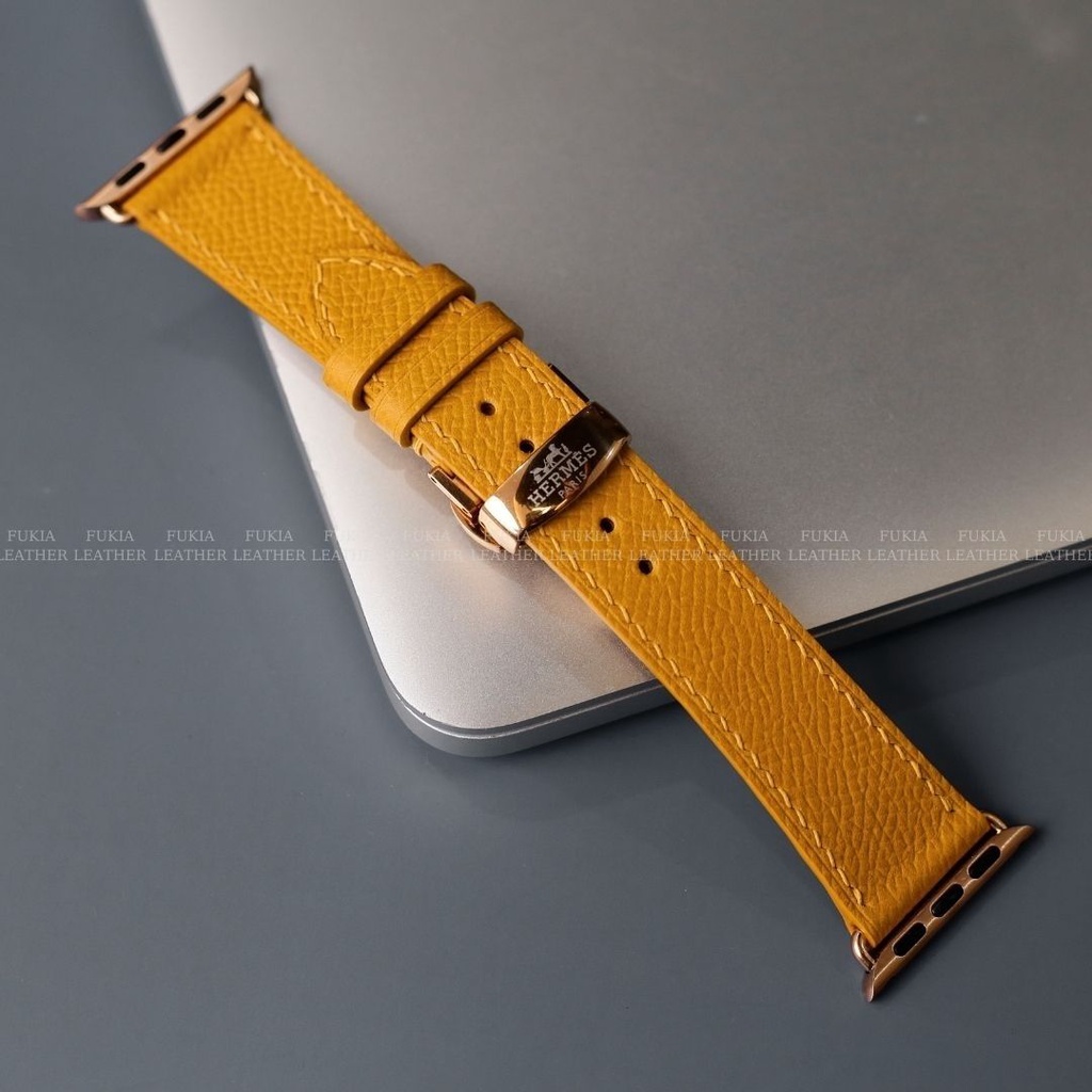 Dây da thủ công Epsom Vàng dành cho Apple Watch, đồng hồ thông minh, đồng hồ cơ