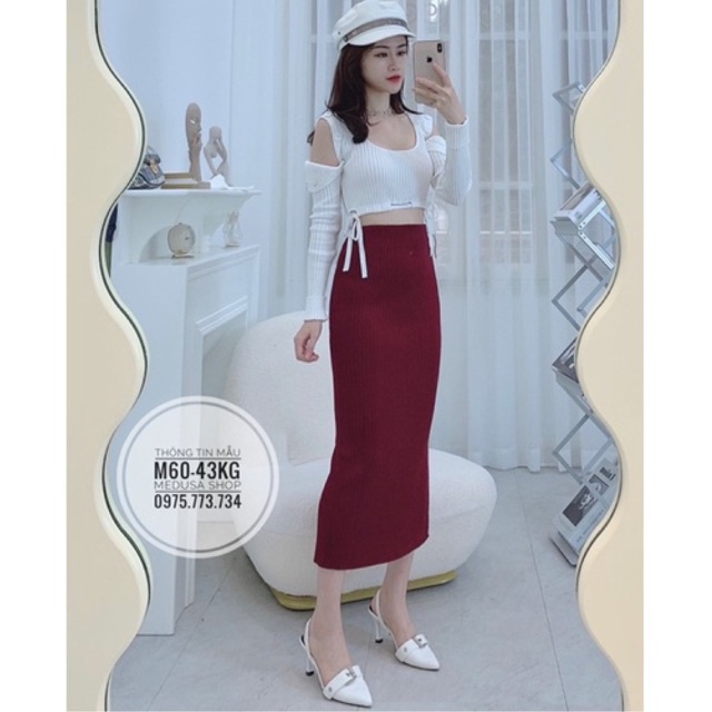 CHÂN VÁY LEN DÀI XẺ SAU CHẤT ĐẸP CÓ SẴN