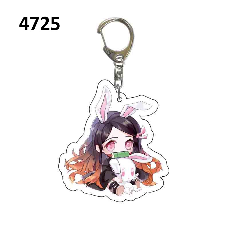 Demon slayer Móc Chìa Khóa Bằng acrylic Hình Tai Thỏ tanjirou nezuko zenitsu inosuke anime Nhật Bản