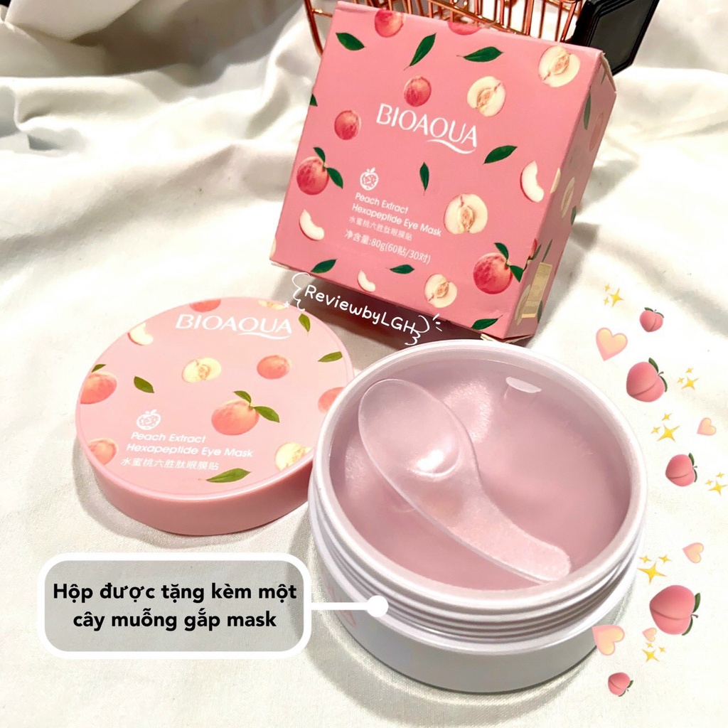 Bộ Hộp 60 miếng nạ mắt Bioaqua Đào, tảo biển