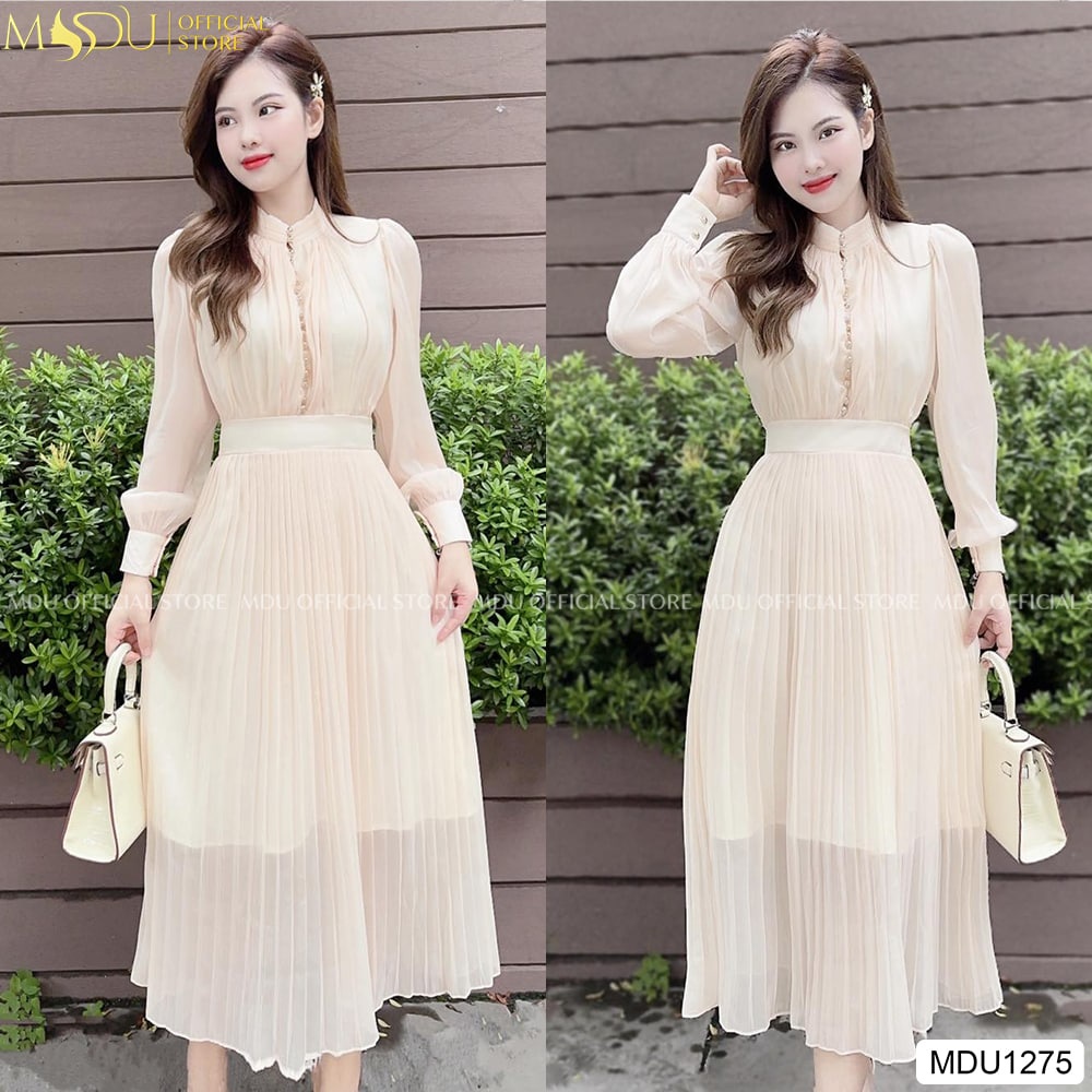 Đầm thiết kế dáng dài chất tơ Hàn co giãn nhẹ MDU1275 - MDUSHOP