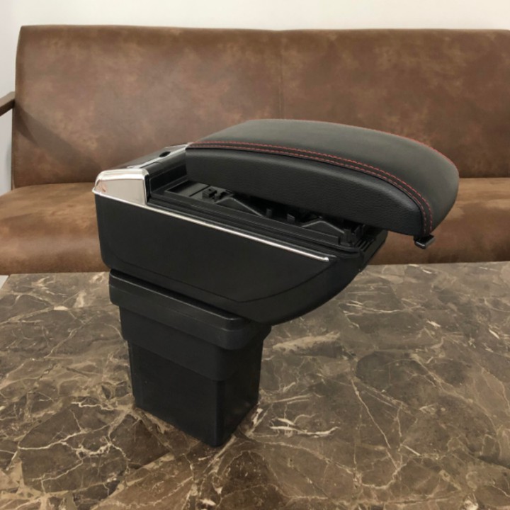Hộp tỳ tay xe hơi cao cấp Mitsubishi Xpander cắm cốc không cần khoan vít -có cổng cắm USB