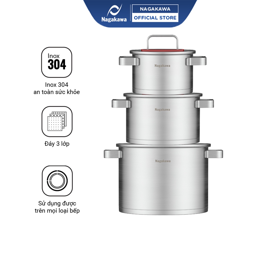 Bộ nồi inox Nagakawa Aki NAG1357