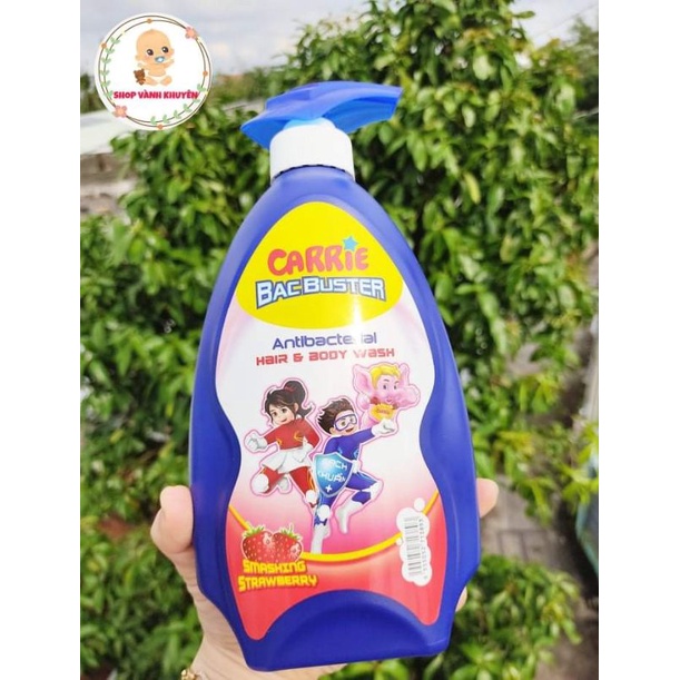 Sữa Tắm Gội Sạch Khuẩn Carrie Junior BacBuster Hương Strawberry /Hương Blueberry ( 700g/chai)