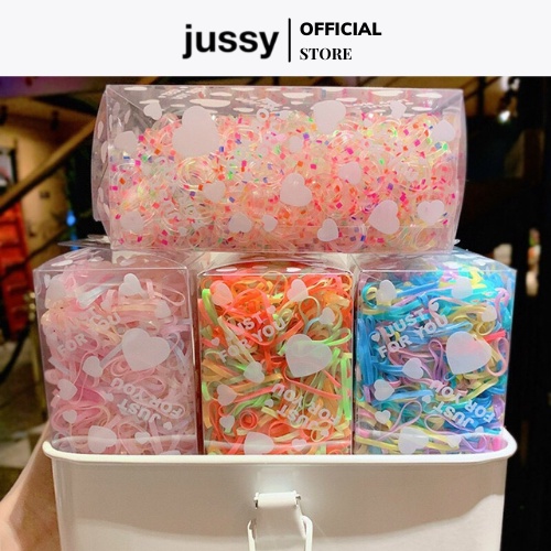 Dây Thun Buộc Tóc Hộp 1000 Cái Hot Trend Rất Tiện Lợi Dành Cho Nữ, Dây Thun Cột Tóc Jussy Fashion Nhiều Màu Sắc Đẹp