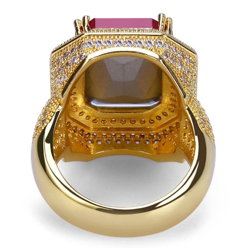 Nhẫn thời trang bằng hợp kim dính đá bằng vàng sang trọng nam tính