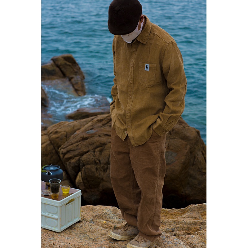 XBBF carhartt Carhart corduroy spring and autumn cotton shirt loose fashion retro casual couple men's and women's top 2021