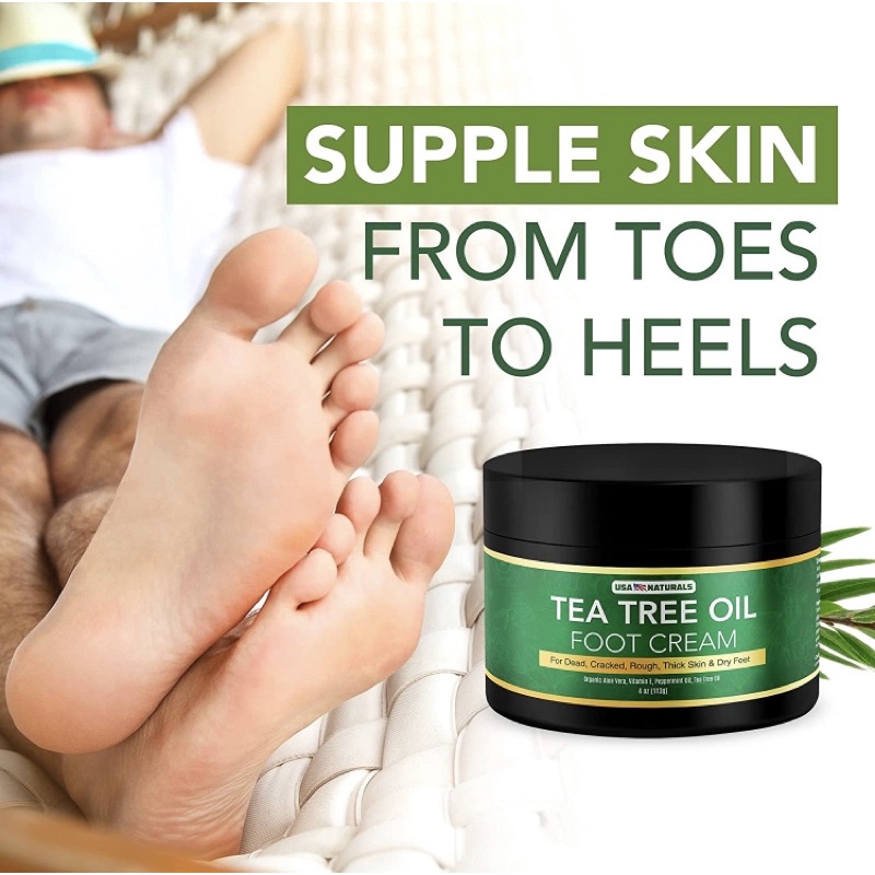 Kem dưỡng da chân khô nứt, giảm đau tràm trà USA Naturals Tea Tree Oil Foot Cream 57g/113g USA