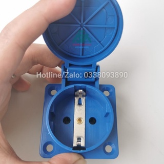 Ổ cắm công nghiệp chống nước schuko có nắp 1 pha - 16a - 2p+e – ip54