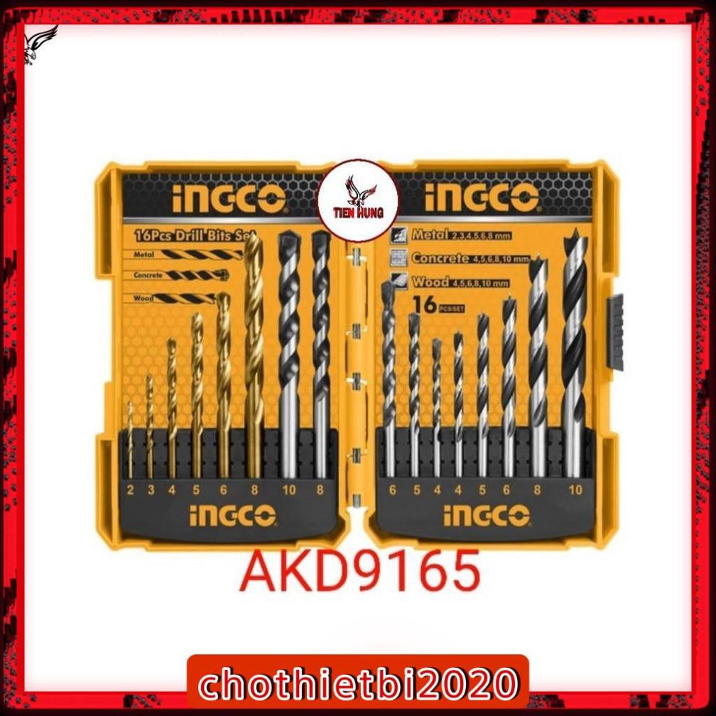 Bộ 16 mũi khoan kim loại, bê tông và gỗ INGCO AKD9165