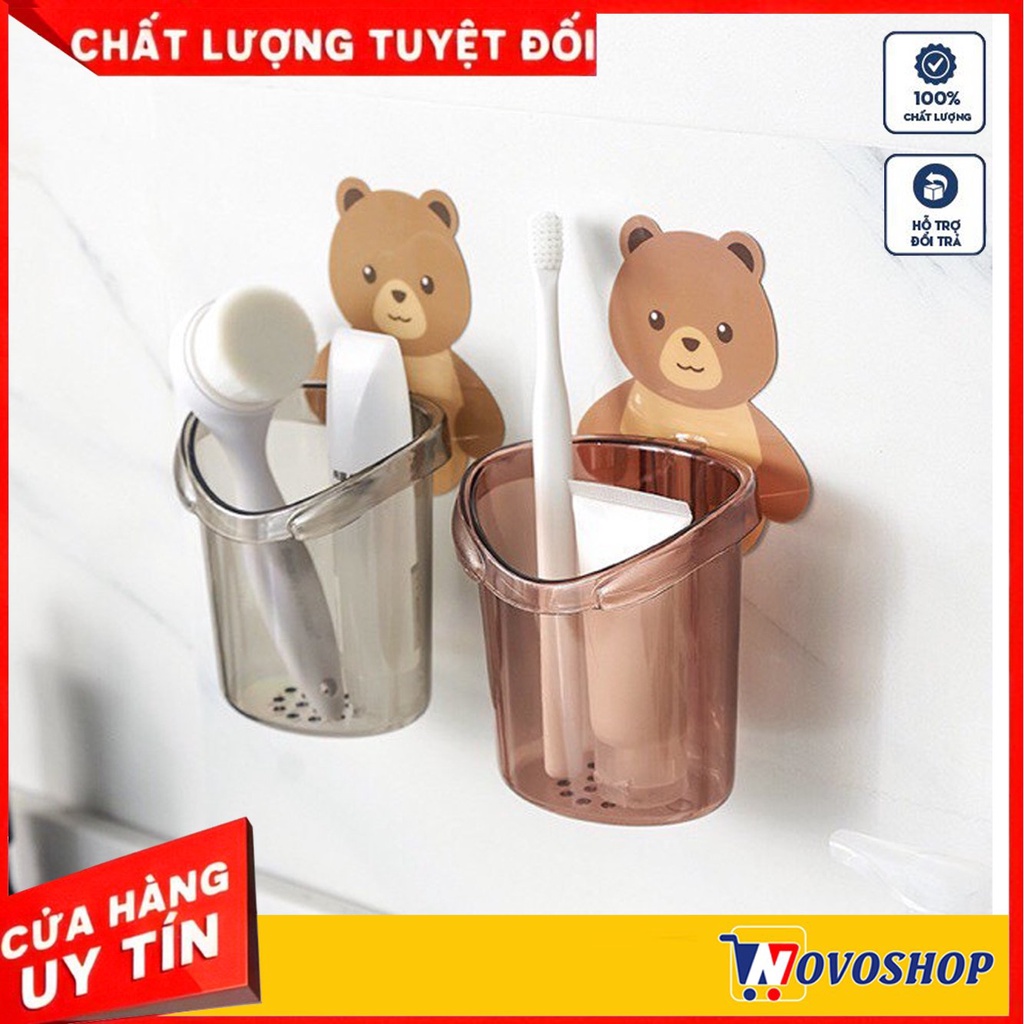 Giá Đỡ Bàn Chải Đánh Răng - Cốc Đựng Vật Dụng Dán Tường Hình Gấu Dễ Thương Mẫu Mới