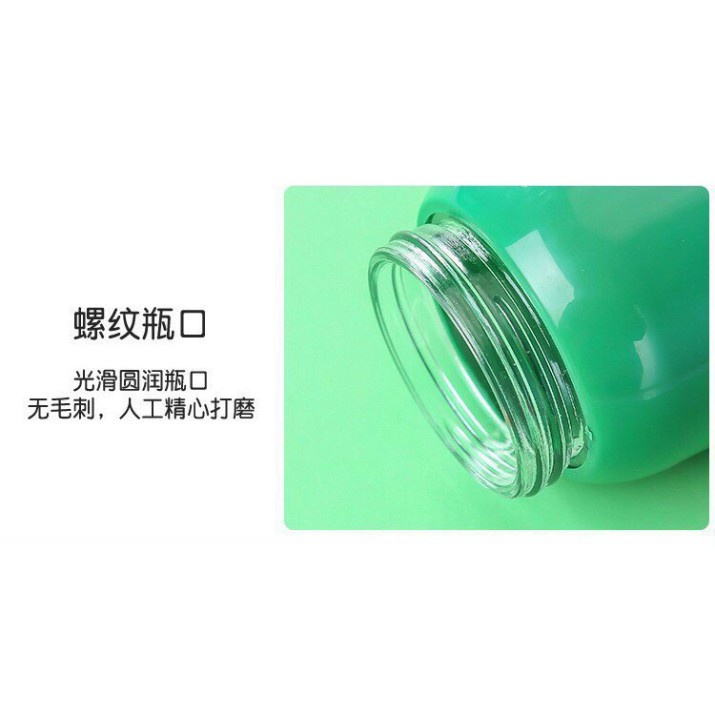 MVP859 Bình thủy tinh đựng nước, bọc nhựa silicon cách nhiệt hình con trâu cute phong cách Hàn Quốc