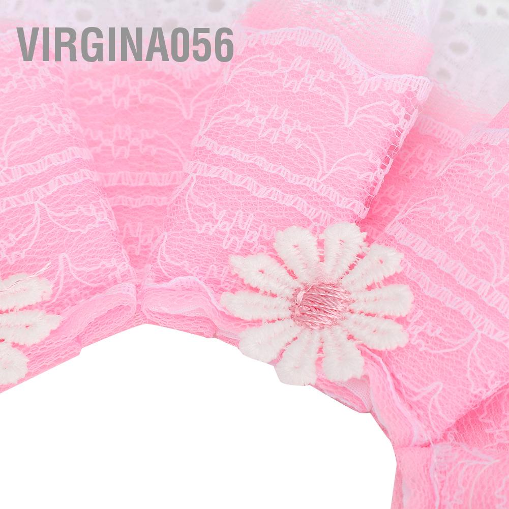 Virgina056 Dễ thương Ren Bowknot Pet Nước bọt Khăn quàng cổ Yếm nước dãi có trang trí chuông cho chó mèo màu hồng