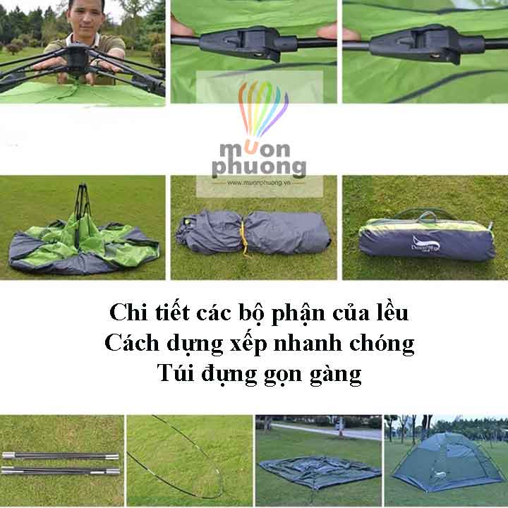 Lều tự bung 2 lớp chống mưa Desert Fox giúp dựng và hạ lều đơn giản nhanh chóng chỉ bằng thao tác kéo và mở/gập
