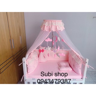 combo đệm quây ga bộ màn cho cũi trẻ em .