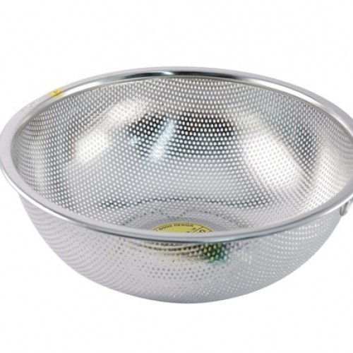 Rổ INox Kích thước 26cm Vành Dày - Lỗ Nhỏ