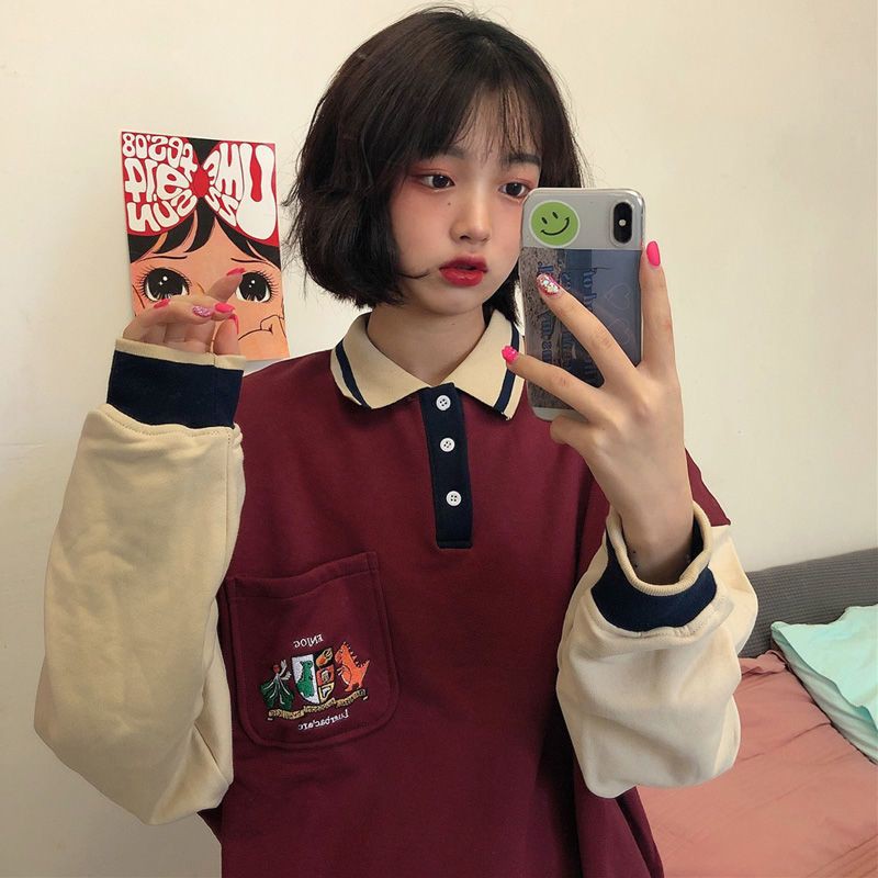 [ORDER] Áo polo nỉ da cá tay phối màu in hình ulzzang (ảnh thật)