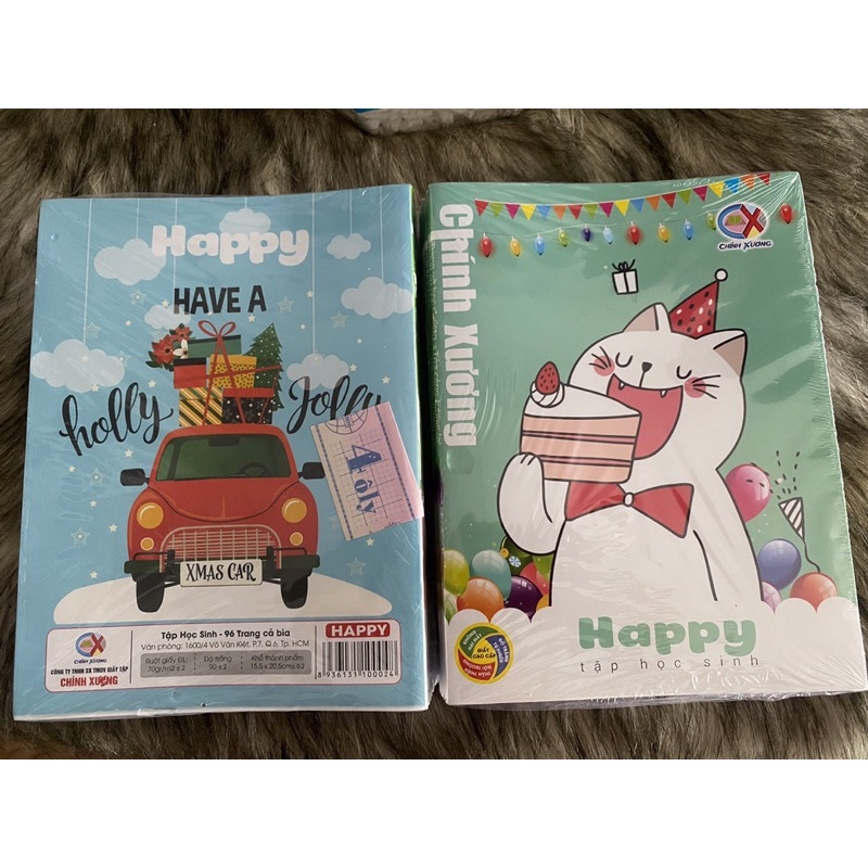Quyển tập học sinh 96 trang Chính Xương Happy 4 ô ly, 5 ô ly 70gsm