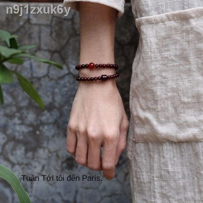 ♕☫♚Năm hoàng đạo của gỗ đàn hương đỏ thùy tinh tế vòng đeo tay văn học hình thùng 5mm cặp đôi vòng tay
