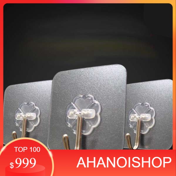 Set 10 móc dán tường chịu lực siêu dính trong suốt siêu chắc treo tường quần áo mắc màn đa năng (NH)