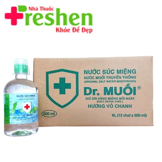 Thùng Nước Súc Miệng - Súc Họng Dr. Muối Hương Vỏ Chanh 500-1000ml