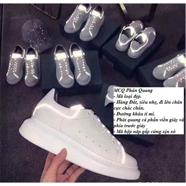 {Có Sẵn) Giày thể thao Nữ Nam Trắng Đế Cao MCQ Gót Nhung Đen Có size Nam nữ (Size 36-43)  Bản Dây To (Form rộng) | BigBuy360 - bigbuy360.vn