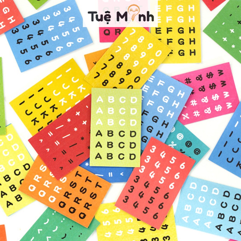 Hộp sticker chữ cái, số ký hiệu 48 tờ STI52 sticker chữ tiếng anh dán sổ, kế hoạch trang trí bullet journal