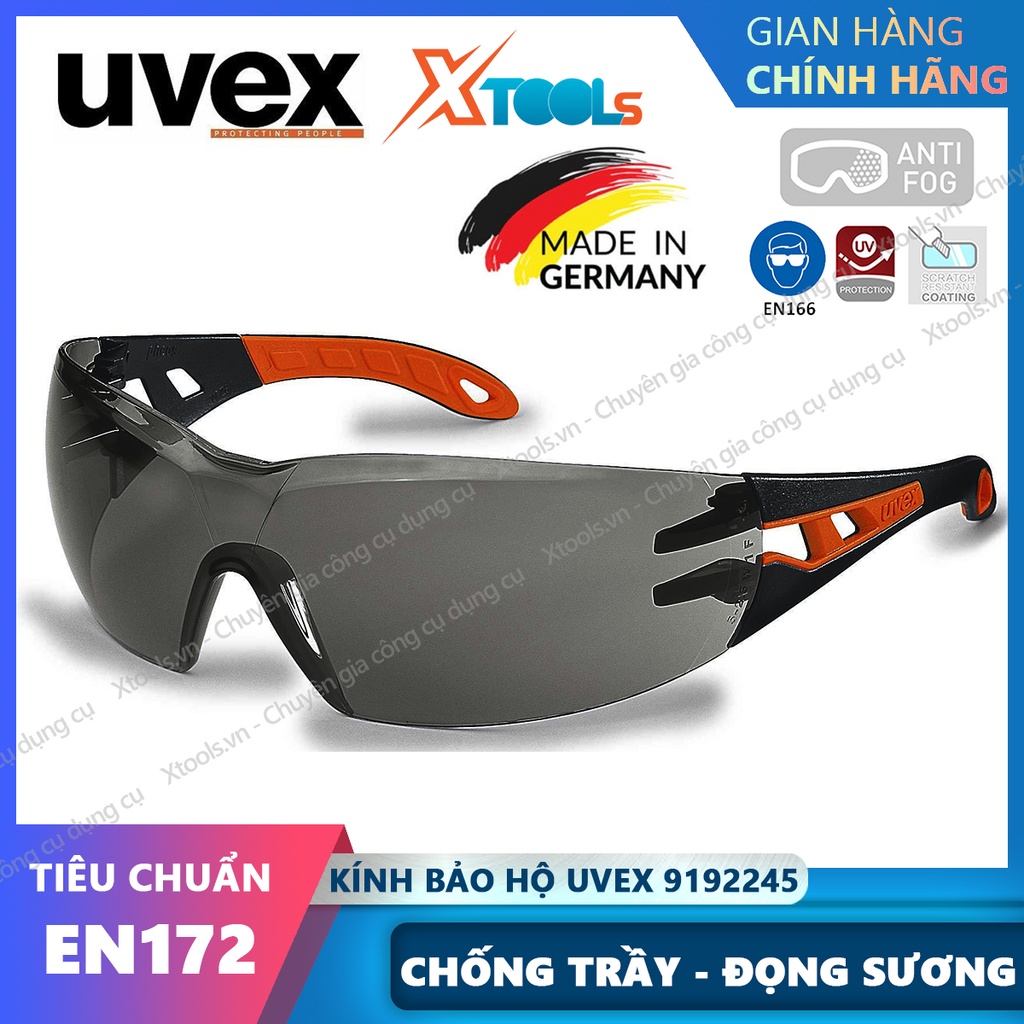 Kính bảo hộ UVEX PHEOS 9192245 kính chống bụi, chống hơi nước, trầy xước vượt trội, ngăn chặn tia UV, mắt kính đi xe máy