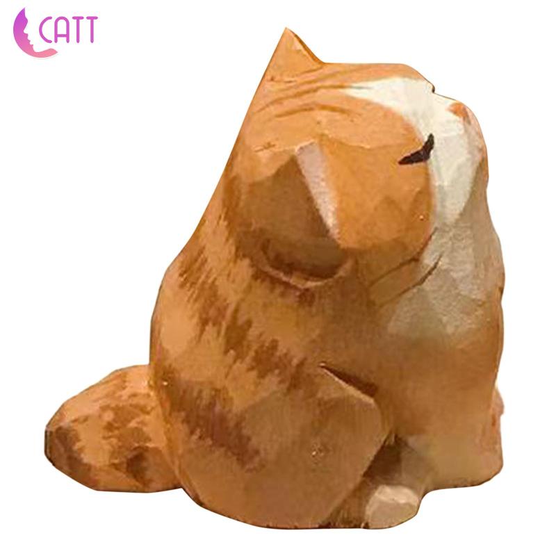 [Dadada1] Mô Hình Mèo Cam Mini Bằng Gỗ Trang Trí Tiểu Cảnh