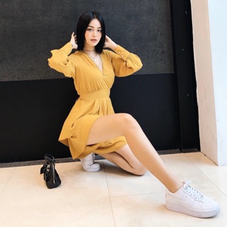 Jumpsuit cổ tim tay dài mặc đi làm đi chơi đều xinh (kèm hình thật)