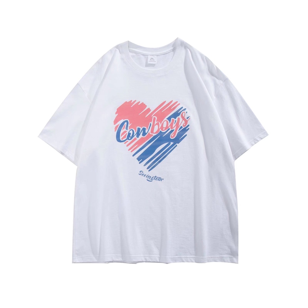 Áo Thun Tay Ngắn Dáng Rộng In Chữ Phong Cách Hàn Quốc Thời Trang Mùa Hè Cho Nam Và Nữ size M-5XL