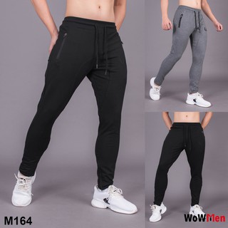 Quần Dài Thun Nam Cao Cấp 100% Cotton Dáng Bó Có Khóa Kéo Quần Tập Gym Nam Quần Thể Thao Nam - M164