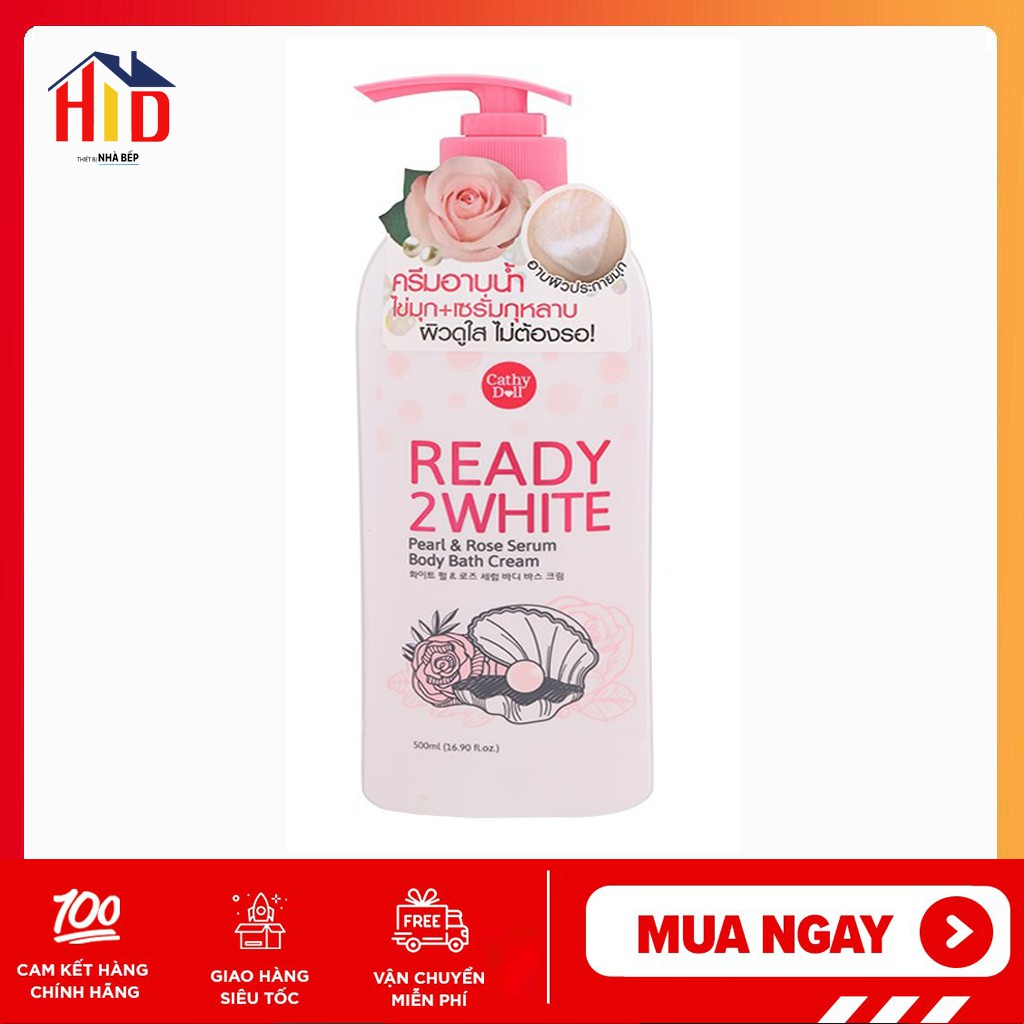 Sữa tắm cao cấp trắng da tinh chất ngọc trai hoa hồng Ready 2 White Cathy doll 500ml Thái Lan