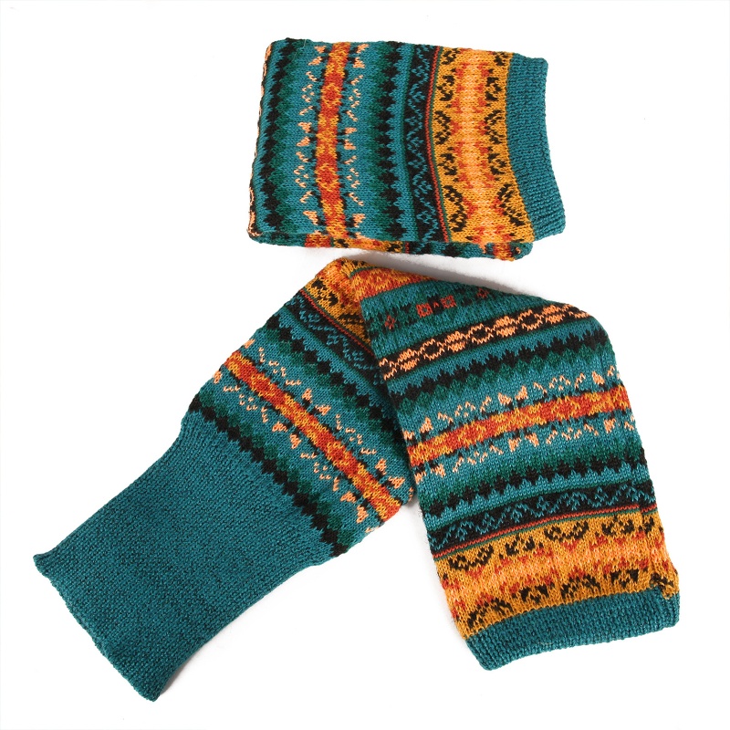 Tất Dệt Kim Dài Qua Gối Giữ Ấm Họa Tiết Kẻ Sọc Nhiều Màu Phong Cách Bohemian Cho Nữ