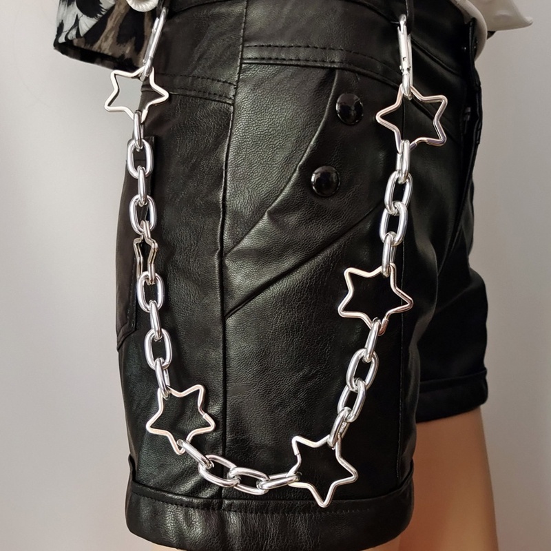 Dây Xích Một Lớp Hình Ngôi Sao Năm Cánh Đeo Thắt Lưng Phong Cách Hiphop Đường Phố Cho Nam