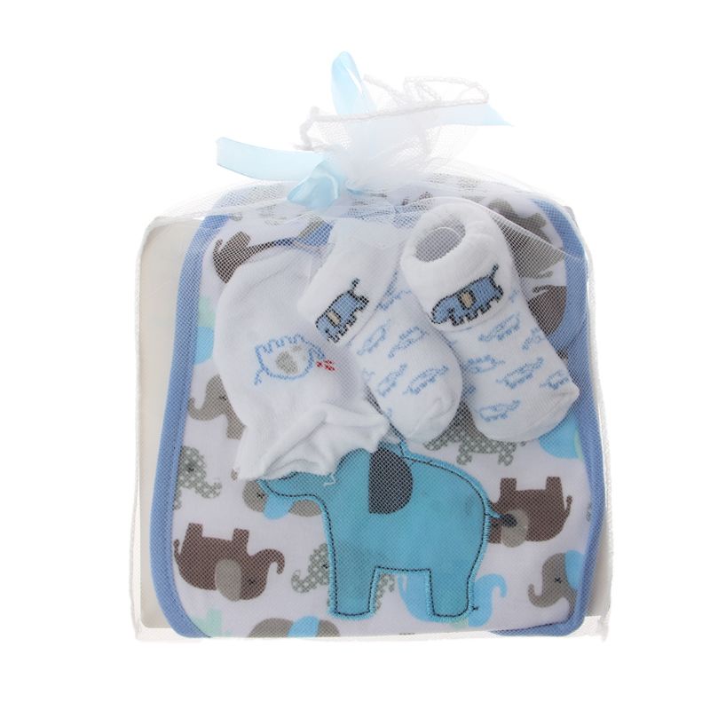 Bộ Găng Tay + Vớ Yếm Ăn Bằng Cotton Mềm Chống Trầy Xước In Họa Tiết Hoạt Hình Dễ Thương Cho Bé