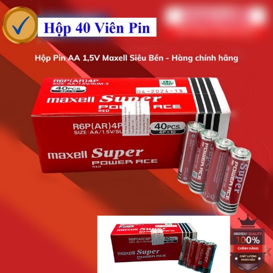 Hộp 40 viên pin tiểu maxell 2A,pin tiểu,pin AA,pin chất lượng tốt, siêu bền, Hàng nhập khẩu