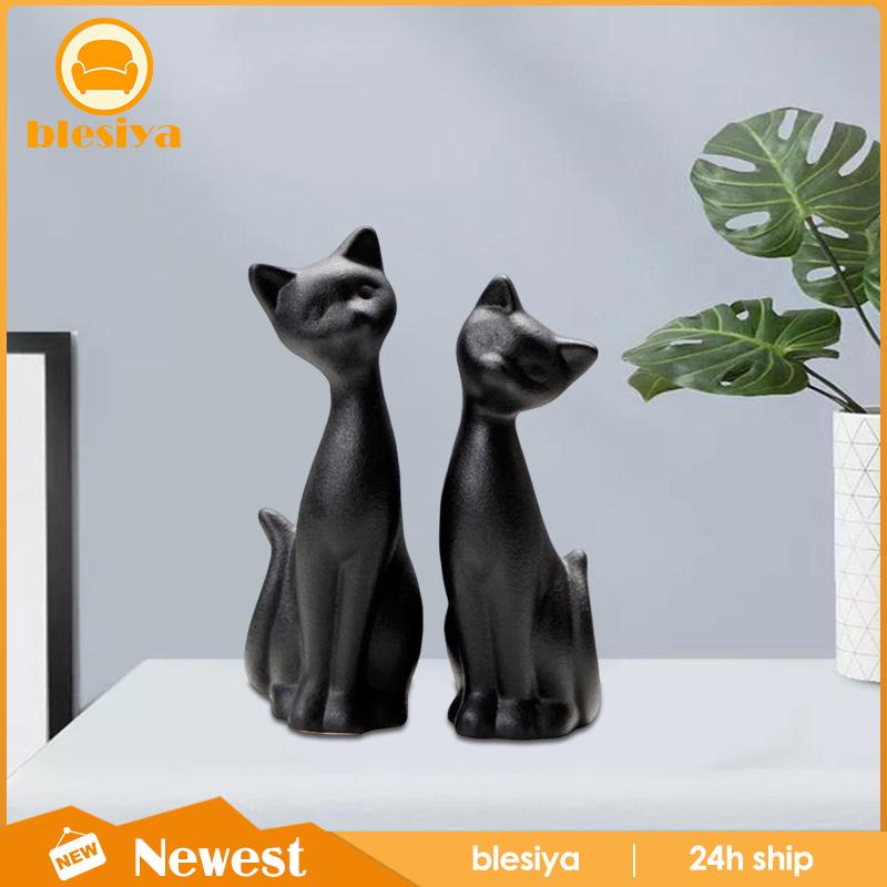 [Blesiya] Set 2 Tượng Mèo Con Trang Trí Kệ Sách Hiện Đại