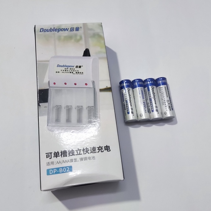 Combo 1 Bộ sạc pin Doublepow DP-B02 + 4 viên pin AA 1200mAh