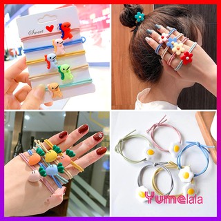 Set 4 sợi cột tóc cà rốt trứng khủng long kute - Chun buộc tóc dễ thương