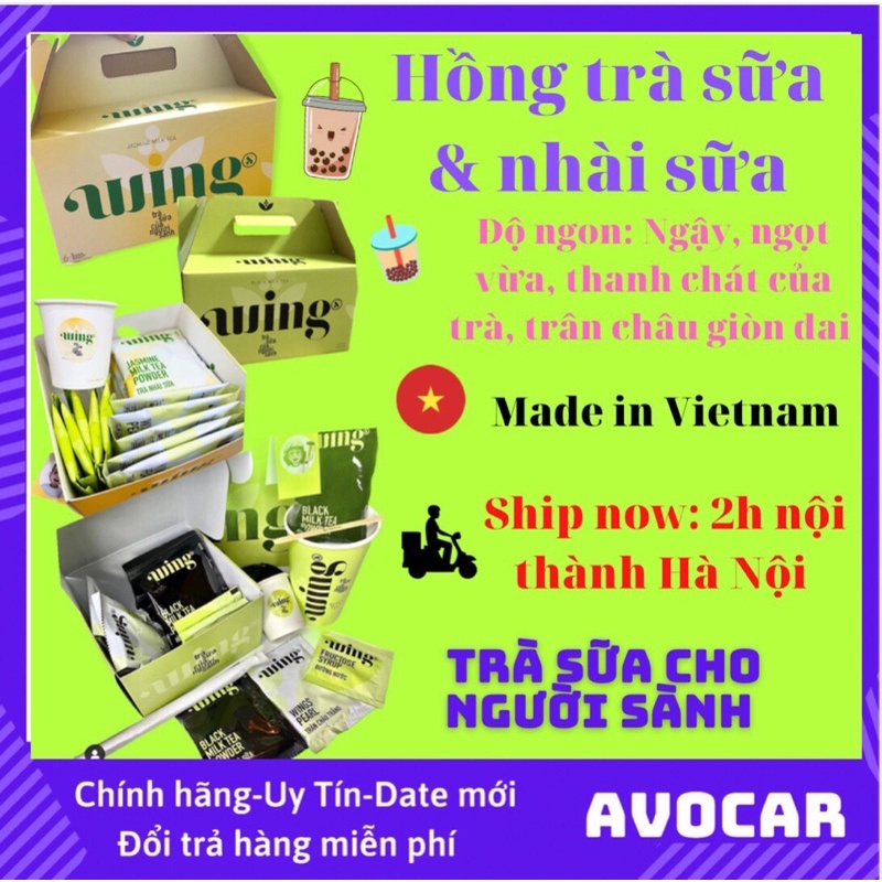 Trà sữa Wings 1 Thùng 12 Hộp [ Giá Siêu Rẻ ] Hồng Trà Sữa - Trà Sữa Nhài