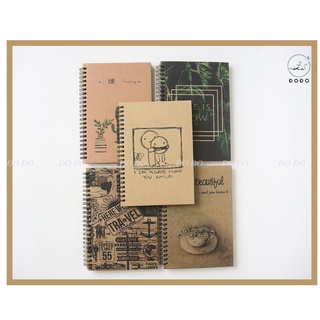 Sổ tay lò xo ghi chép không dòng kẻ Vintage-Handmade-Hình cute khổ A5 bìa cứng giấy Kraft.